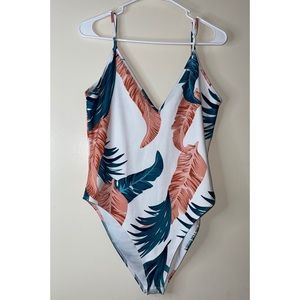 Tropical print bodysuit; Size XL; SHEIN brand